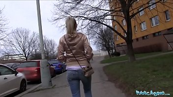 Public agent married blonde is unfaithful for promise of cash