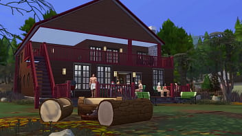 Asian sucks huge cock at camp cabin in woods