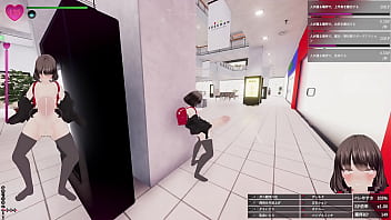 エスカレーター上がってる最中に、前のお姉さんのふくらはぎにおち〇ぽの先っぽが接触！