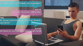 Animated wife gets fucked by big cock while she talks on the phone with her husband