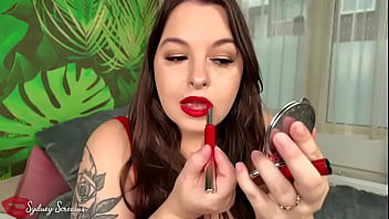 Wife's lipstick kissing surprise your wife sydney screams found your lipstick fetish porn and surprises you with your own experience lipstick kissing pov kissing housewife