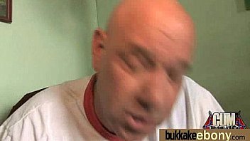 Ebony in a huge bukkake 5