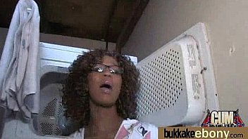 Ebony in a huge bukkake 5