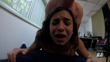 Sexy brunette gets ass jacked on camera