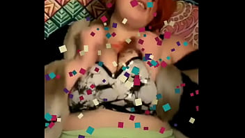 Mature busty with tattoos on her tits dances weird