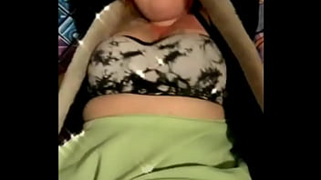 Mature busty with tattoos on her tits dances weird