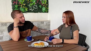 Redhead with pierced breasts gives me coffee big ass pink pussy and blowjob