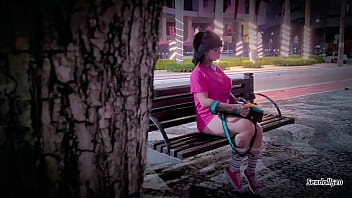 Devil caught by stranger hitting her hard in anal