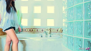 Slim fitness model teen with small tits giselle leon at her first time casting sex with big dick guy