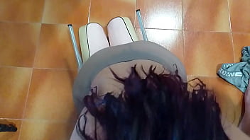 Preview milf with pantyhose high heels perfect tits and big ass gives blowjob with cum in mouth