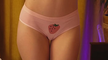 Strawberry panties on her round ass
