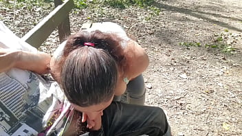 Exhibitionist seduce milf to fuck suck & sperm her face in park outside