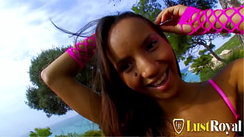 Tanned teen with small tits gets pussy fucked deeply