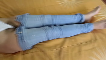 I pull down my jeans three times to masturbate while stepson cums again and again