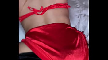 Sexy black satin panty doggystyle