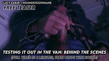 Testing it out in the van behind the scenes