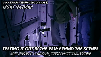 Testing it out in the van behind the scenes