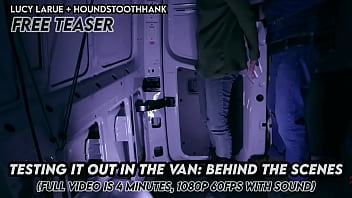 Testing it out in the van behind the scenes
