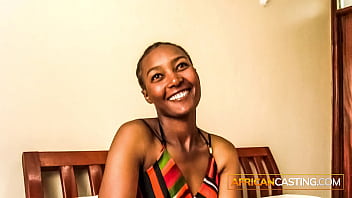 Hot african cutie taking big white casting agent dick