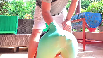 Stepdad find me doing yoga outside and cant resist my sweet young pussy