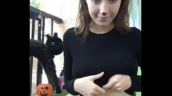 Young girl flashing round tits