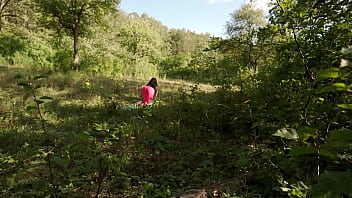 Caught a stranger doing yoga in the woods and gave her my hard cock