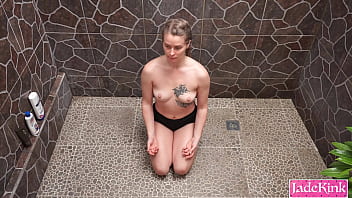 Amateur sub slut gagged in bathroom