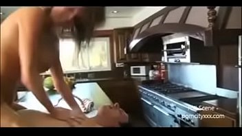 Sexy milf fucks in kitchen with multiple orgasms