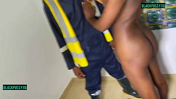 African madam fucks bbc plumber while lonely at home