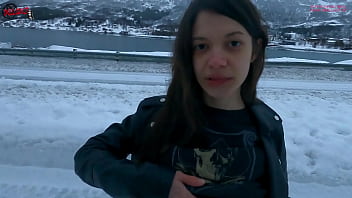 Sex with cum on tits and flashing outdoor in tromso norway