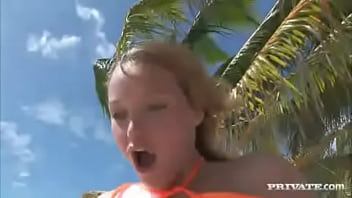 Girl with tattoos gets her ass screwed on a nice tropical beach