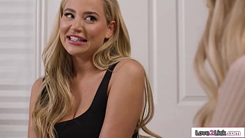 Busty babe blake blossom got a salad without nuts because her colleague emma hix is allergic and she really wants to kiss and lick the big tits blonde