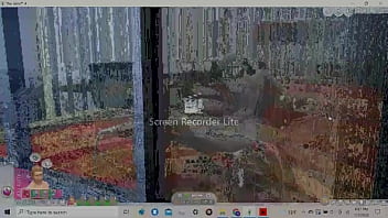 Latina with wide hips and big butt giving assjob to horny white boy