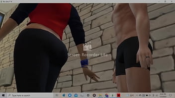 Latina with wide hips and big butt giving assjob to horny white boy