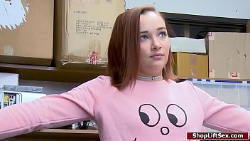 Redhead teen fucked by an old officer after stealing jewelries