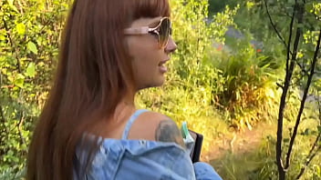 Home wrecker takes a walk in the woods and gets hard fuck with huge cumshot on tits