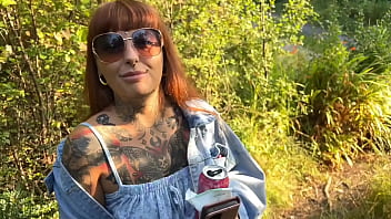 Home wrecker takes a walk in the woods and gets hard fuck with huge cumshot on tits