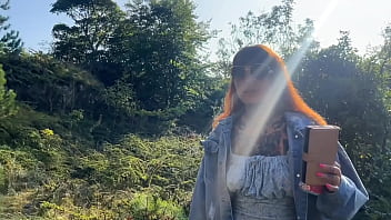 Home wrecker takes a walk in the woods and gets hard fuck with huge cumshot on tits