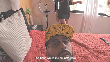 The whore wrote to me on social networks that she wanted to try my huge cock in her mouth so i decided to please her