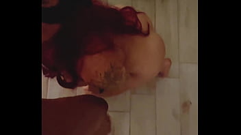 A teen girl sucks a teen guy dick on a leash in the smoke of hookah and licks balls pov blowjob