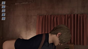 Leon is having fun with the queen resident evil 3d hentai game