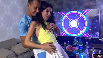 Cuckold humiliation at home party wife fucks in front of him with two fuckers