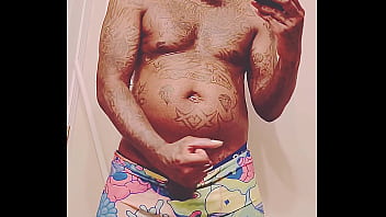 Fat cock black dude blows his load before meeting with sugar mama