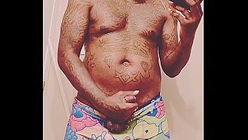 Fat cock black dude blows his load before meeting with sugar mama