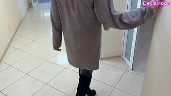 Risky sex in the toilet with a neighbor did we get caught