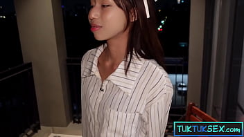 Petite asian teen amateur from thailand takes on a big white cock