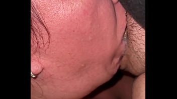 Blowing bubbles on his cock and worshipping his balls