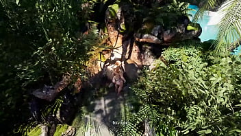 The statue's penis suddenly awakened and lara croft needs to service it hardcore hentai