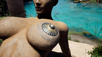 The statue's penis suddenly awakened and lara croft needs to service it hardcore hentai