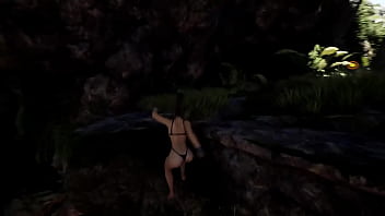 The statue's penis suddenly awakened and lara croft needs to service it hardcore hentai